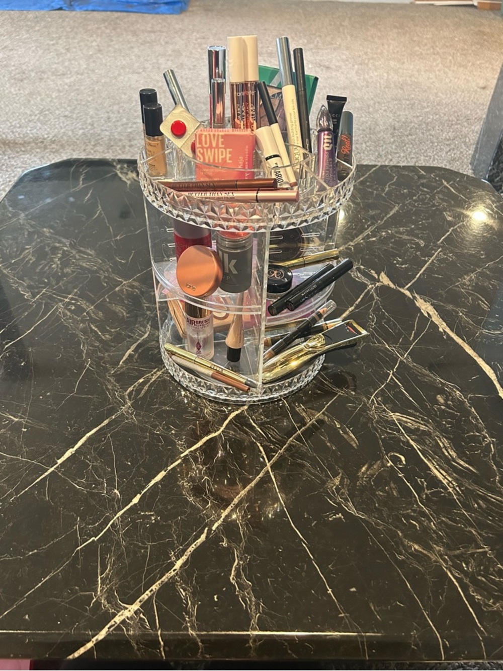 Clear Rotating 💄 Makeup Organizer - Clear Acrylic Cosmetic Storage